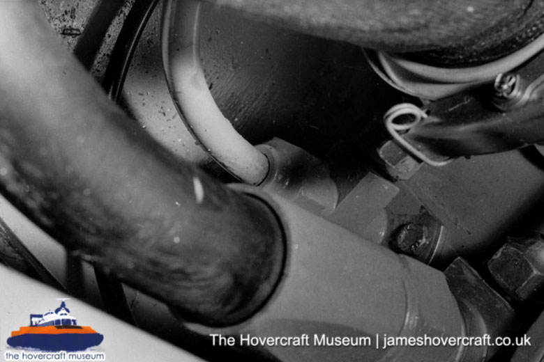 SRN6 close-up details - High-pressure hoses (The Hovercraft Museum Trust).